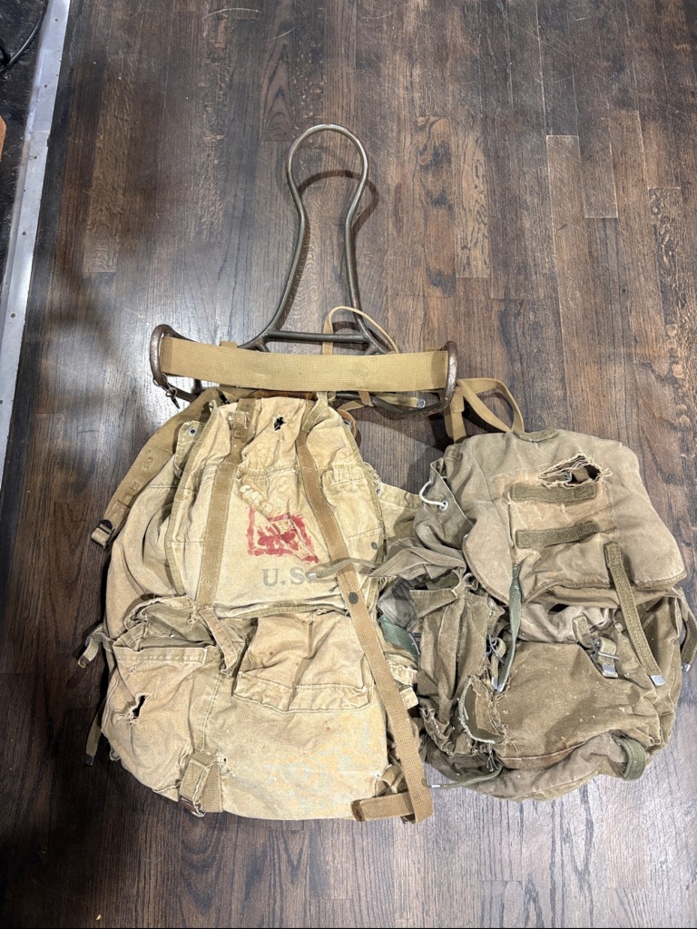 Vintage Vietnam Military Canvas Rucksacks Pack with back rack